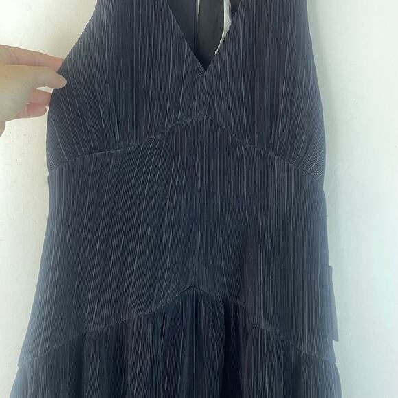 NWT Ciebon Black Halter Mini Dress Pleats Ruffled Hem SIZE Medium - Picture 5 of 8